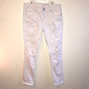 Distressed White Full Length High Waisted Jeans